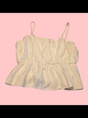 Lily Star White Ruffled Peplum Camisole
